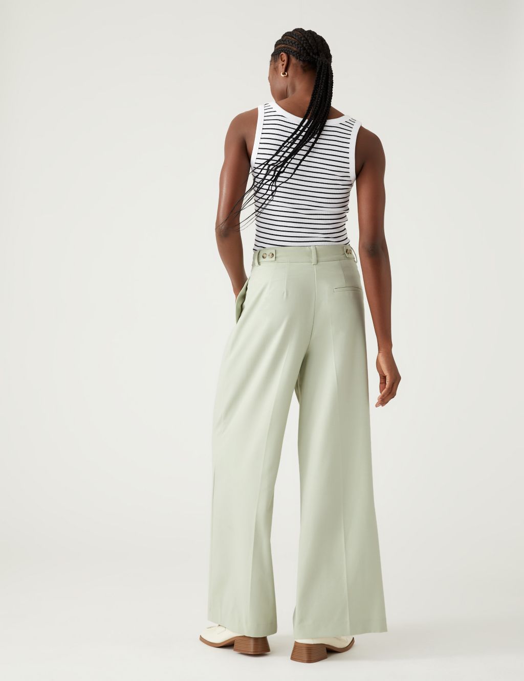 Marl Pleat Front Wide Leg Trousers image 5