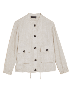 

Womens M&S Collection Linen Blend Lightweight Bomber Jacket - Neutral, Neutral