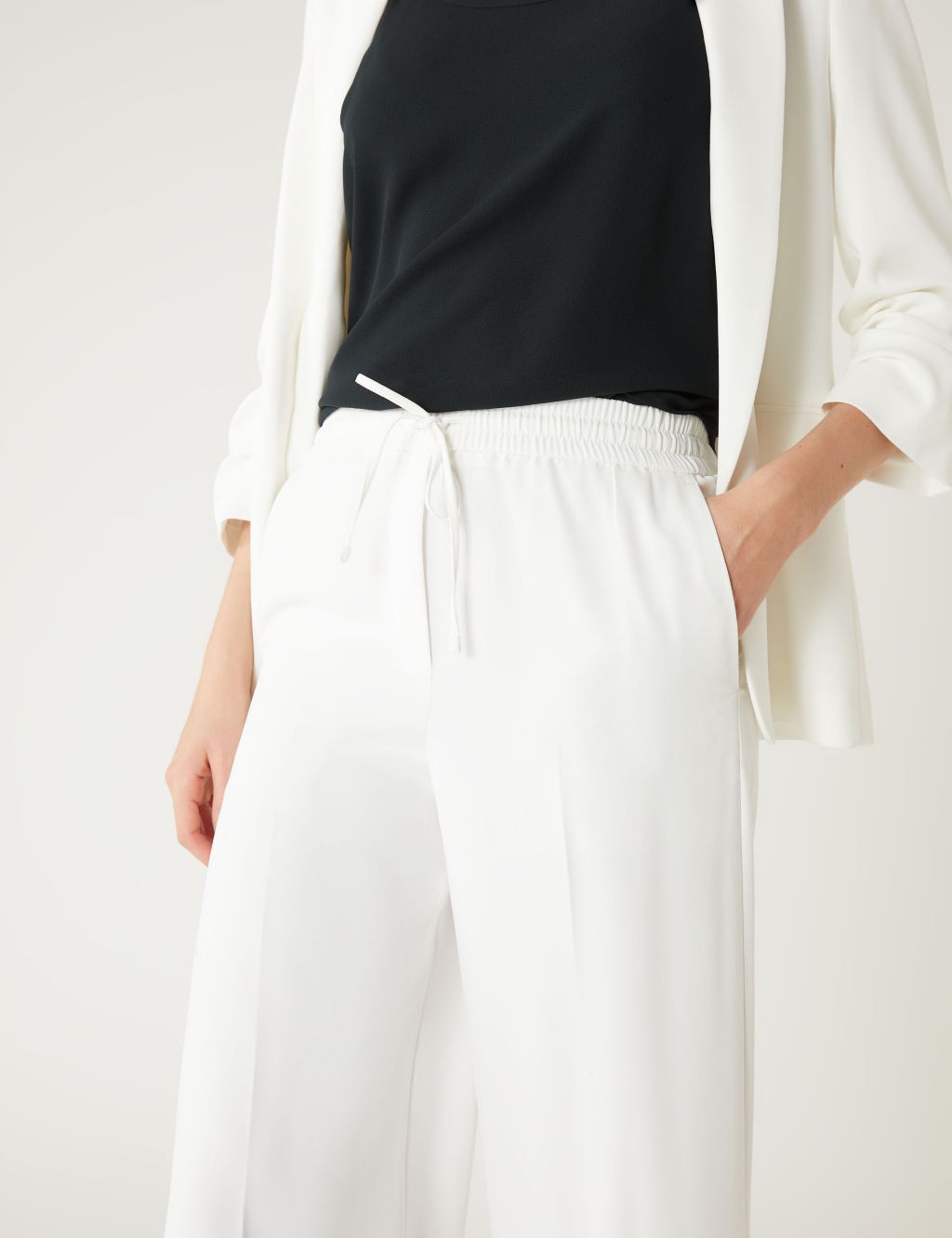 Crepe Wide Leg Cropped Trousers image 4