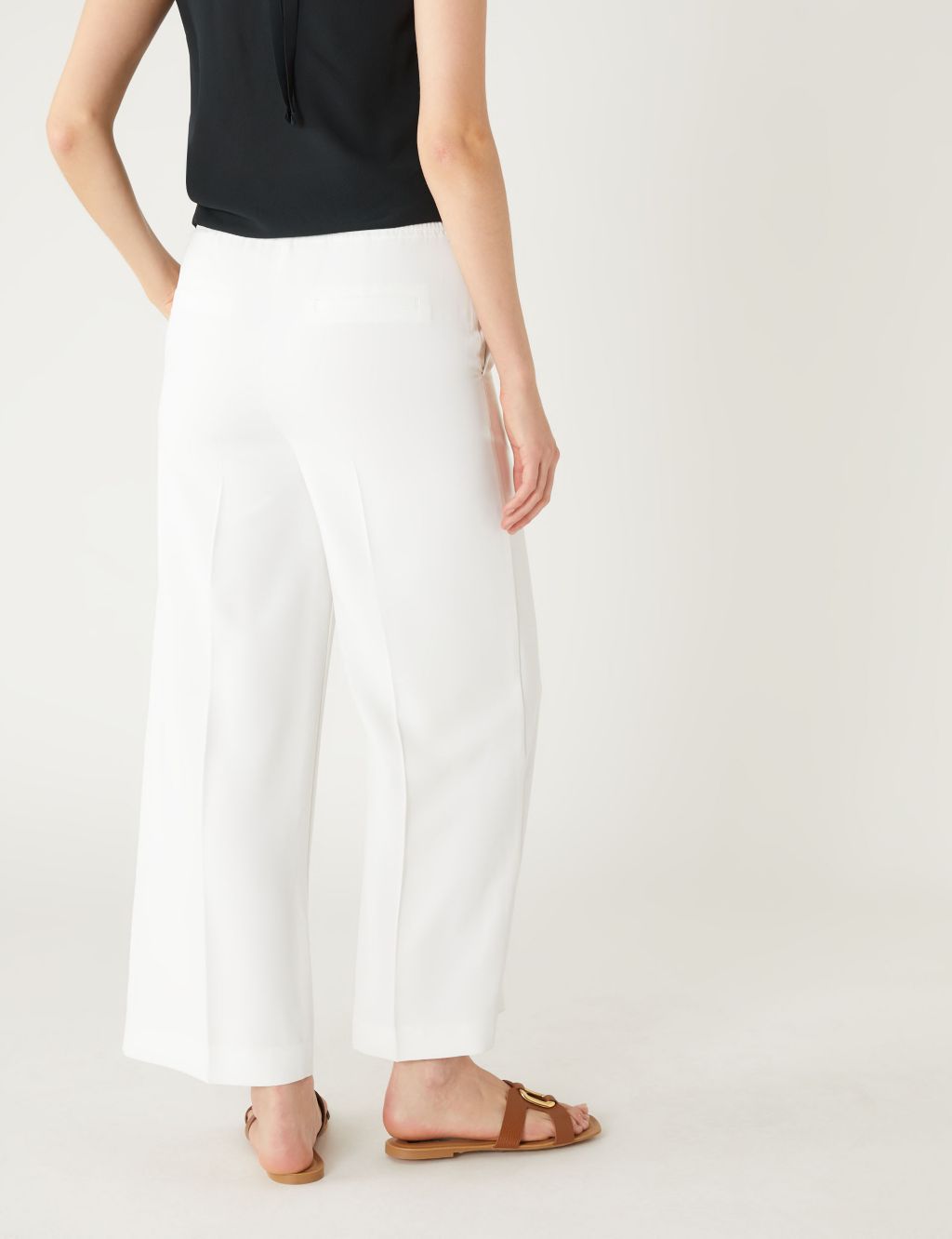 Crepe Wide Leg Cropped Trousers image 5