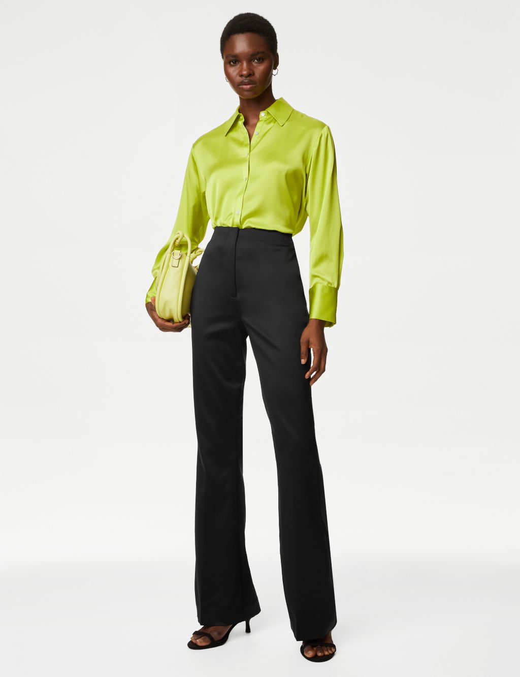 Satin Slim Fit Flare Trousers image 1