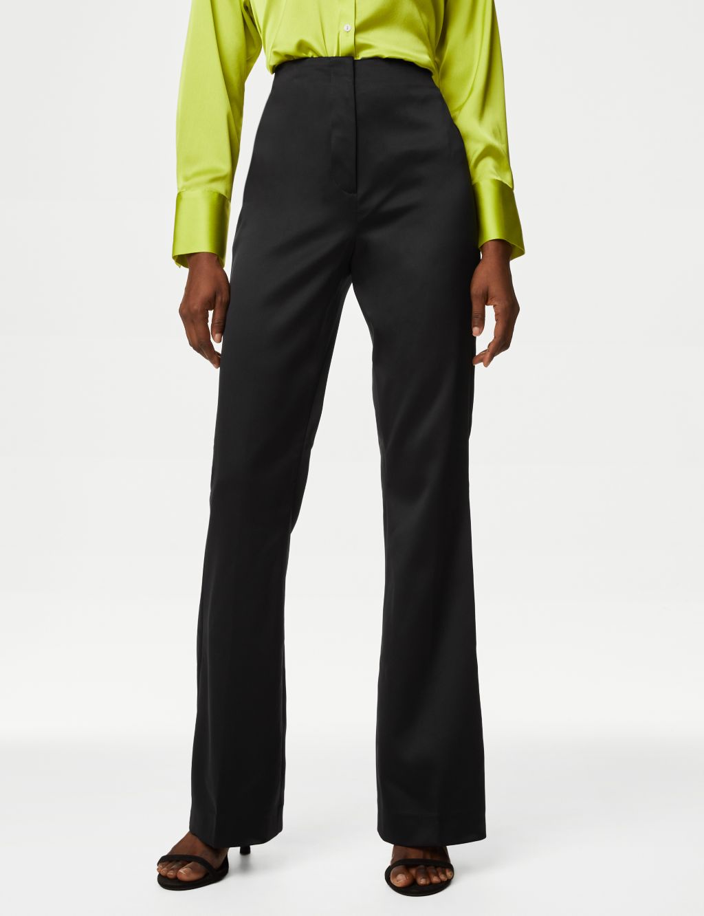 Satin Slim Fit Flare Trousers image 3
