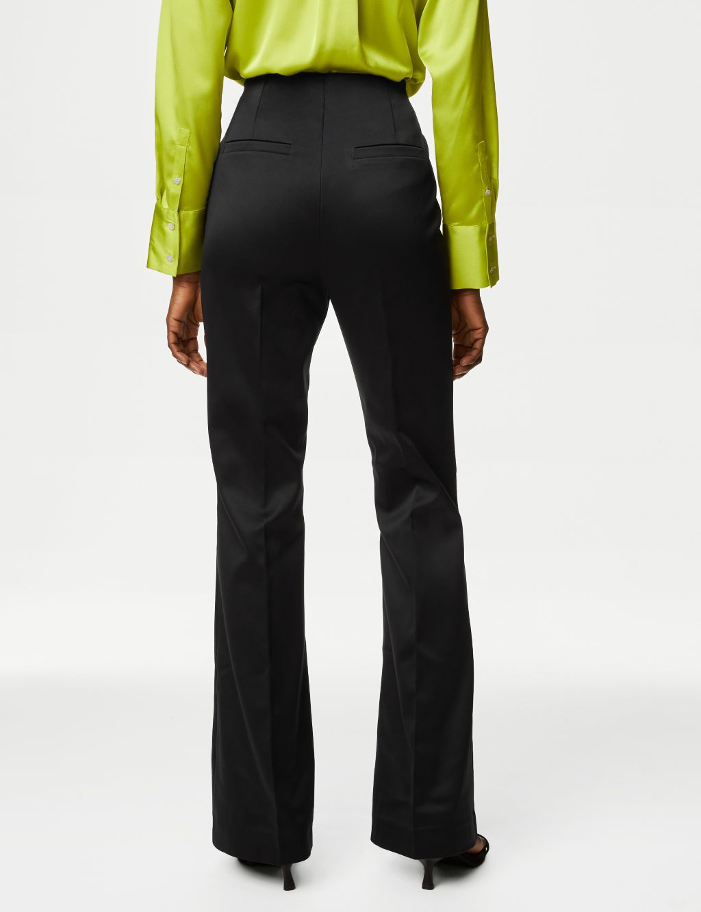 Satin Slim Fit Flare Trousers image 6