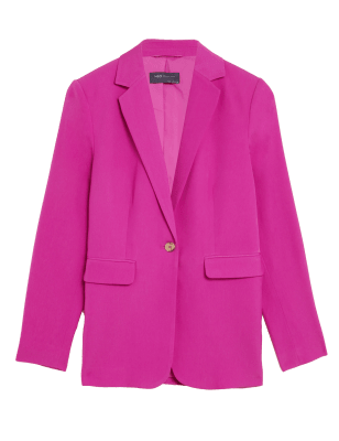 

Womens M&S Collection Bequemer, einreihiger Blazer in Satin-Optik - Fuchsia, Fuchsia