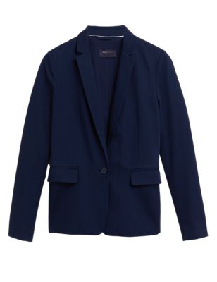 

Womens M&S Collection Cotton Rich Slim Single Breasted Blazer - Navy, Navy