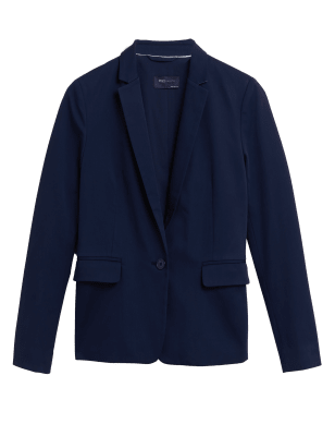 

Womens M&S Collection Cotton Rich Slim Single Breasted Blazer - Navy, Navy