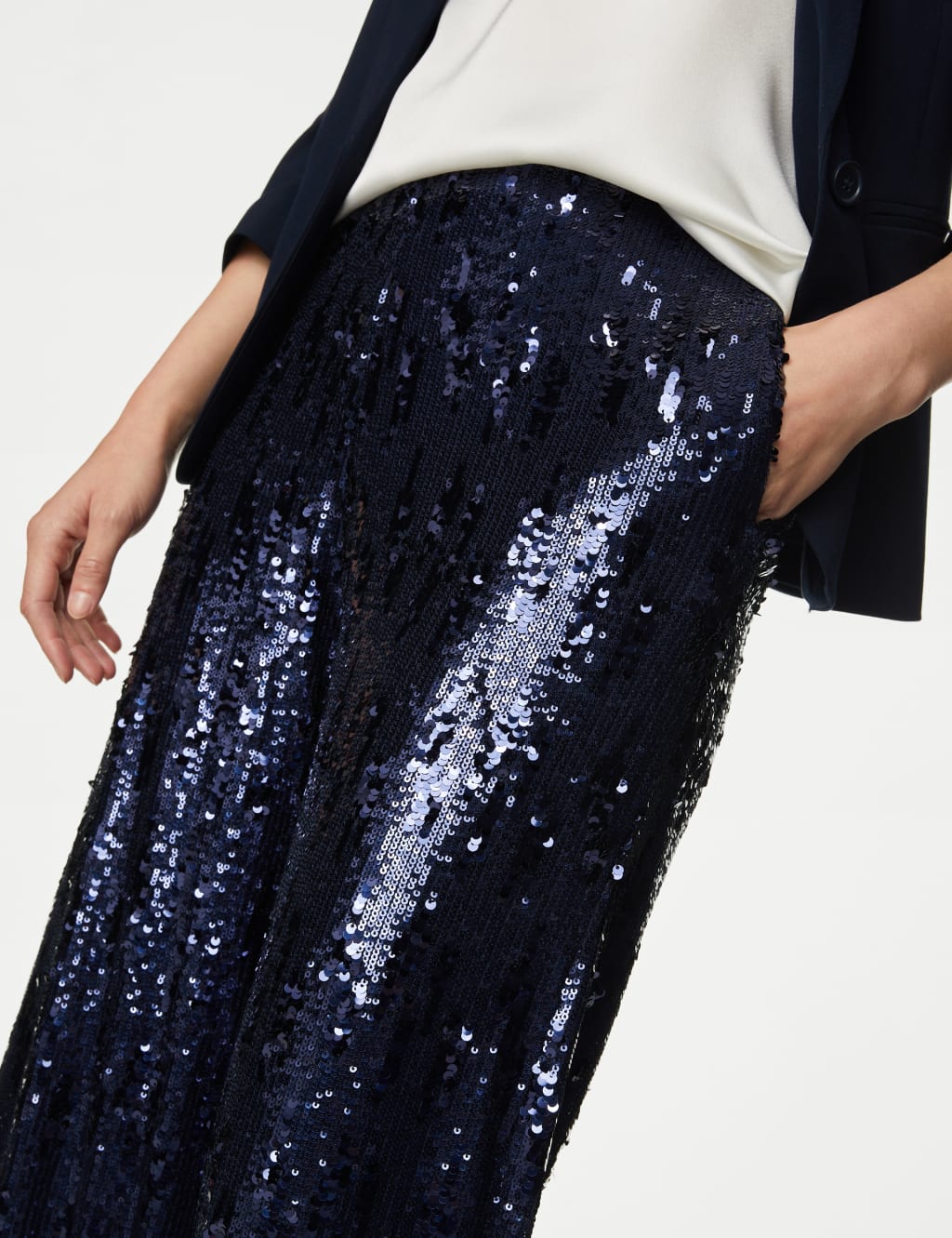 Sequin Elasticated Waist Wide Leg Trousers image 4