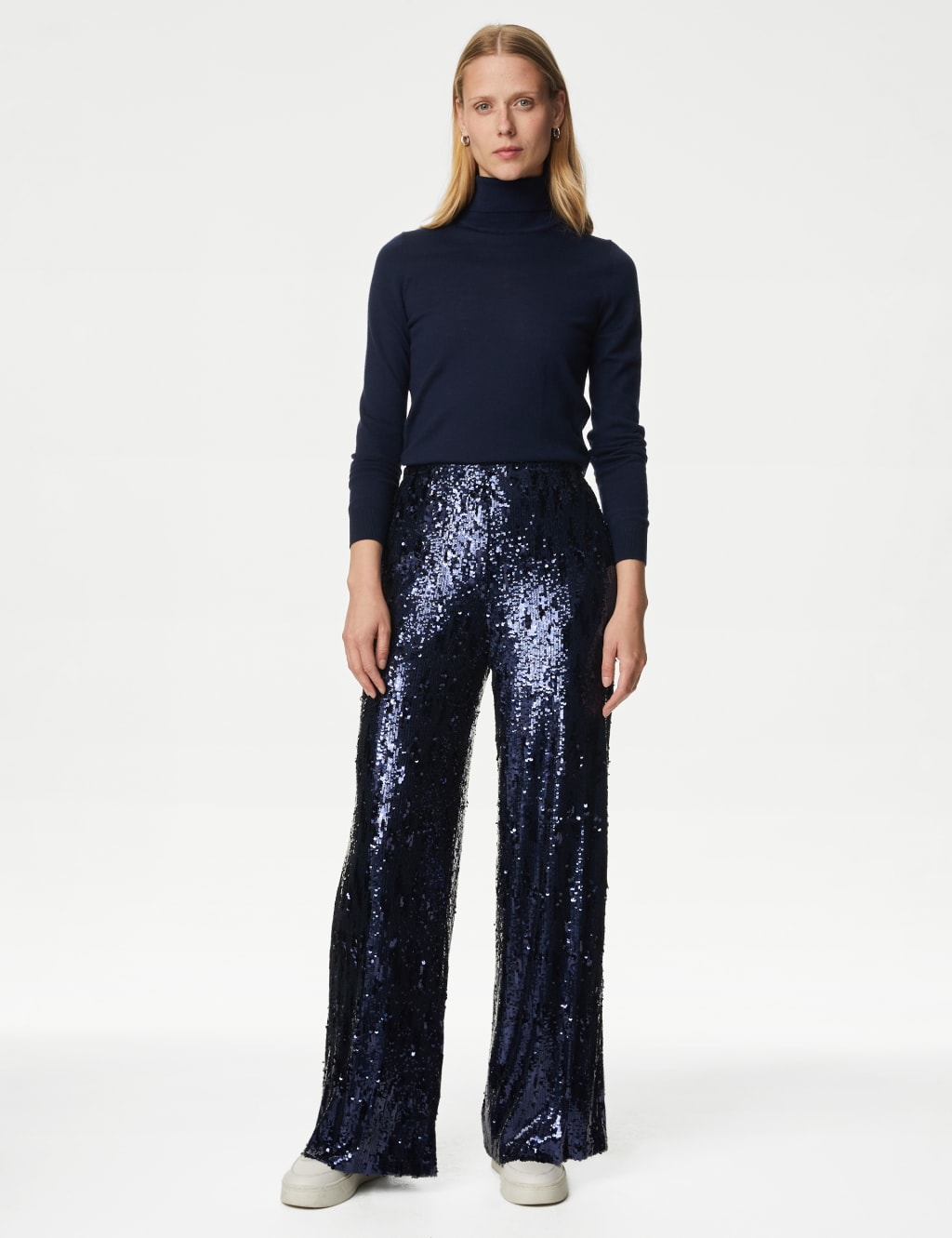 Sequin Elasticated Waist Wide Leg Trousers image 6