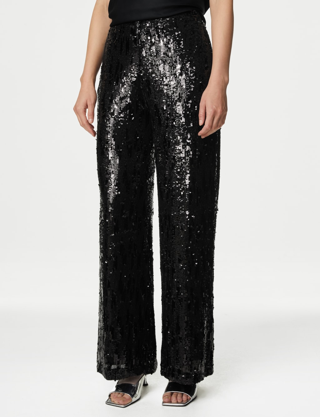 Mimosa Denim Waistband Solid Wide-leg Trouser Pant Size Small