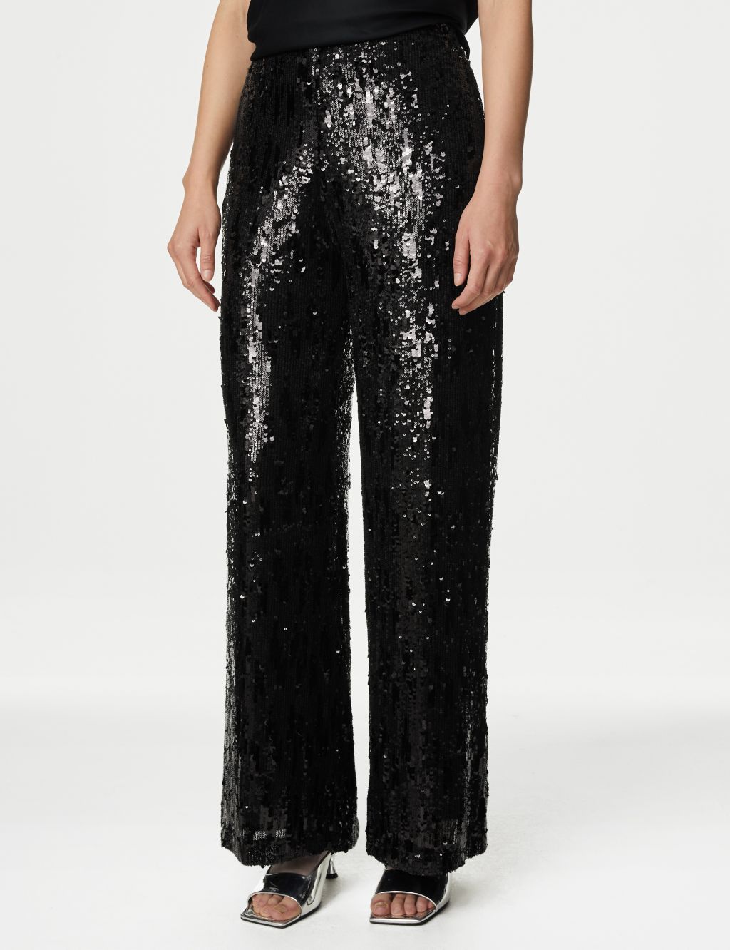 Sequin Elasticated Waist Wide Leg Trousers image 3