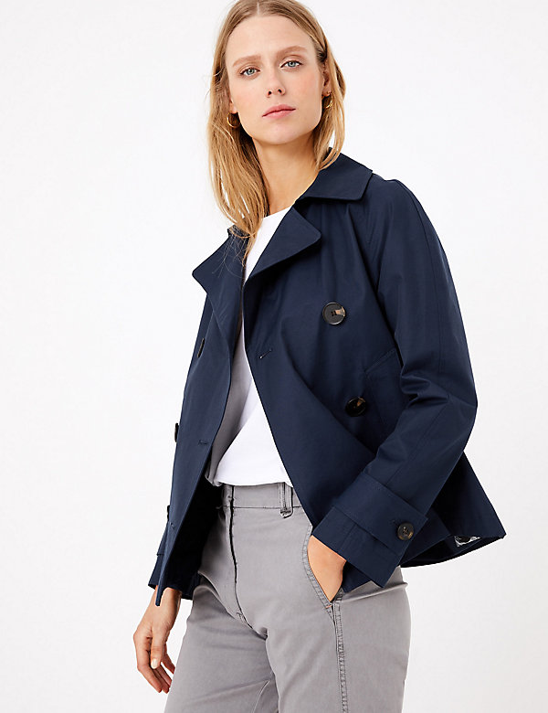 Cotton Rich Double Breasted Pea Coat - CZ