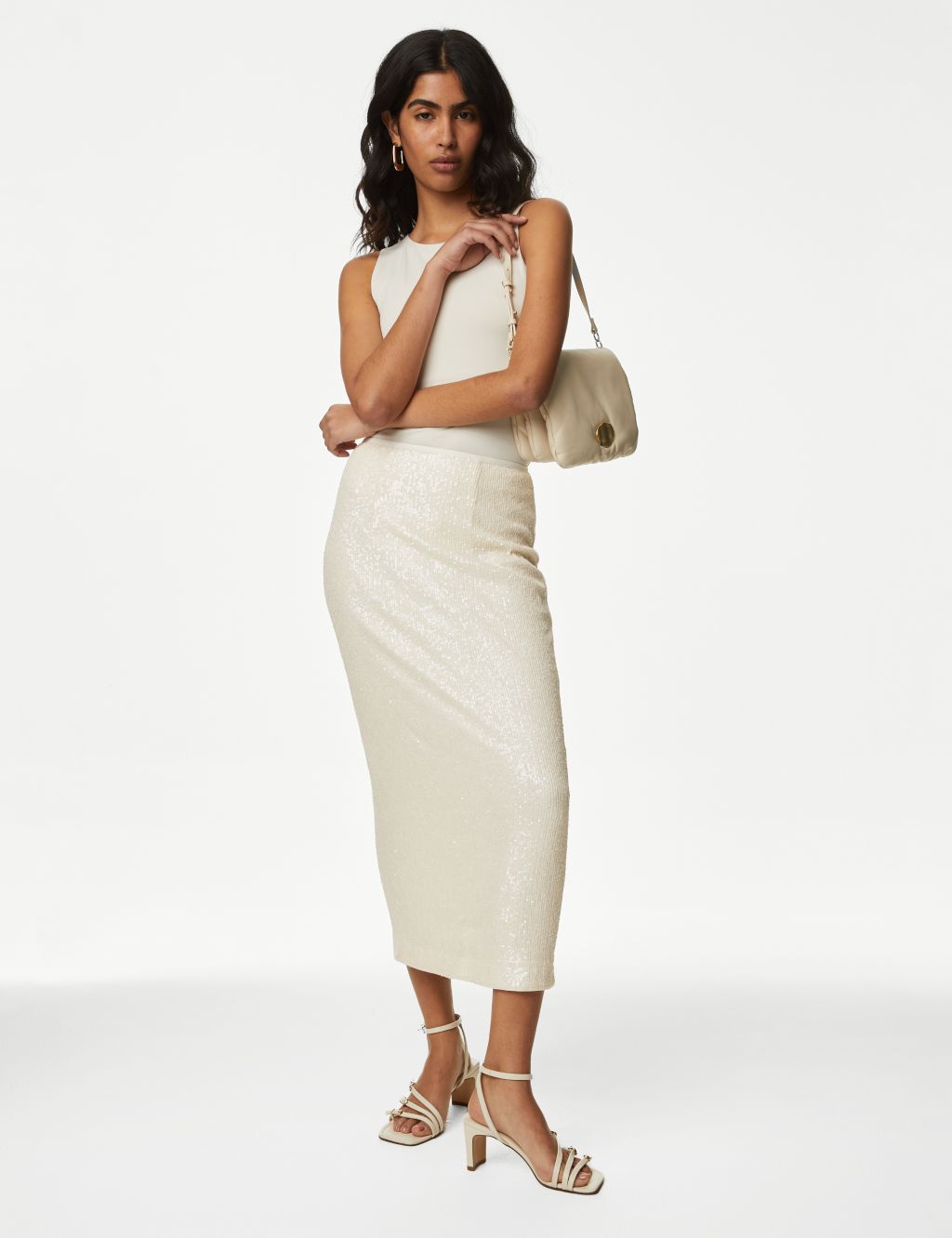 Sequin Midaxi Column Skirt