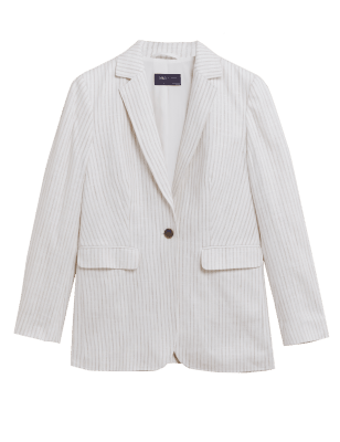 

Womens M&S Collection Linen Blend Tailored Single Breasted Blazer - Neutral, Neutral