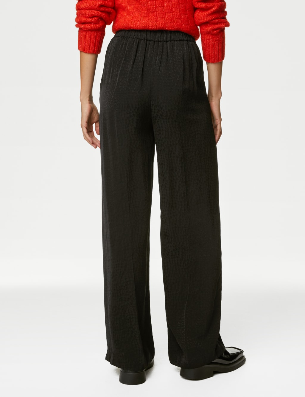 Satin Jacquard Wide Leg Trousers image 5