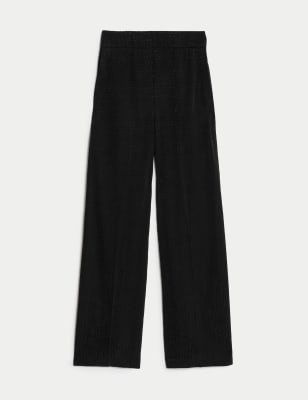 Satin Jacquard Wide Leg Trousers
