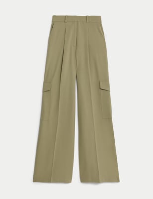 Cargo Pleated Wide Leg Trousers