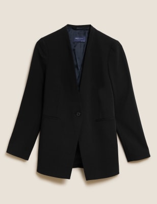 Tailored Collarless Blazer
