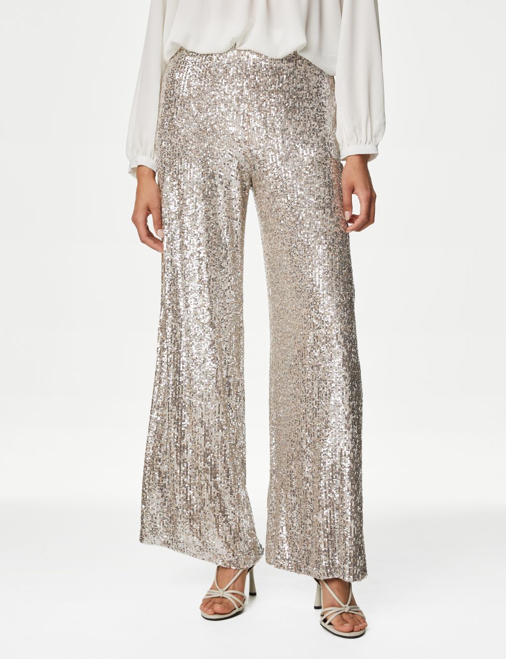 Sequin Elasticated Waist Wide Leg Trousers image 4