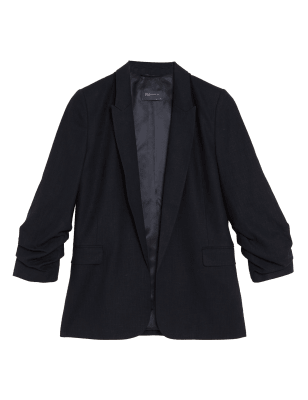 

Womens M&S Collection Bequemer Blazer aus Leinenmischgewebe - Navy, Navy