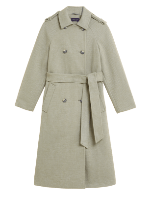 

Womens M&S Collection Herringbone Longline Trench Style Coat - Khaki Mix, Khaki Mix