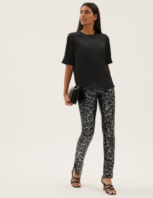 

Womens M&S Collection Animal Print Sequin Skinny Trousers - Grey Mix, Grey Mix