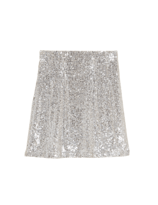 

Womens M&S Collection Sequin Mini A-Line Skirt - Champagne, Champagne