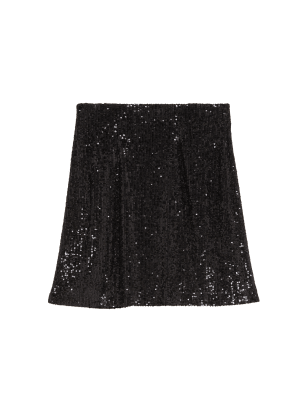 

Womens M&S Collection Mini-Glockenrock mit Pailletten - Black, Black