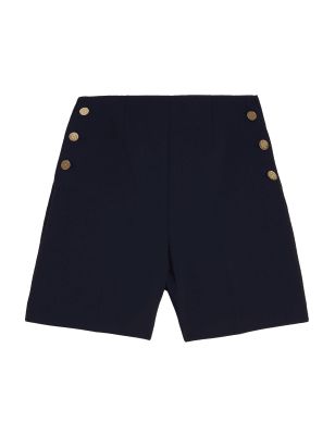 

Womens M&S Collection High Waisted Button Detail Bermuda Shorts - Midnight Navy, Midnight Navy