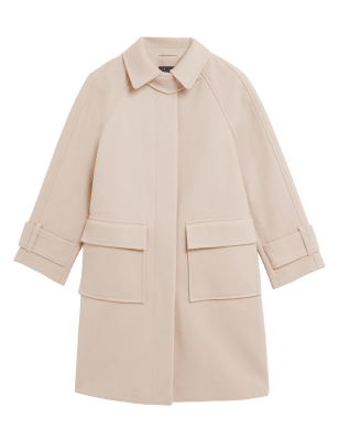 

Womens M&S Collection Bequemer, lang geschnittener Mantel fürs Auto mit Kragen - Buff, Buff