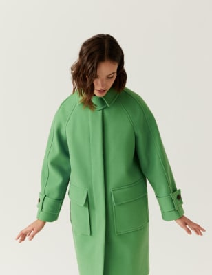 

Womens M&S Collection Relaxed Collared Longline Car Coat - Emerald, Emerald