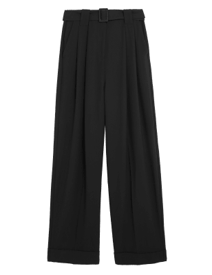 

M&S Collection Pantalón straight informal con cinturónWomens - Black, Black