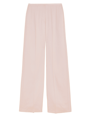 

Womens M&S Collection Satin Wide Leg Trousers - Pink Shell, Pink Shell