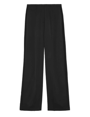 

Womens M&S Collection Satin Wide Leg Trousers - Black, Black