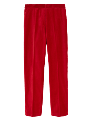 

Womens M&S Collection Velvet Slim Fit Trousers - Scarlet, Scarlet