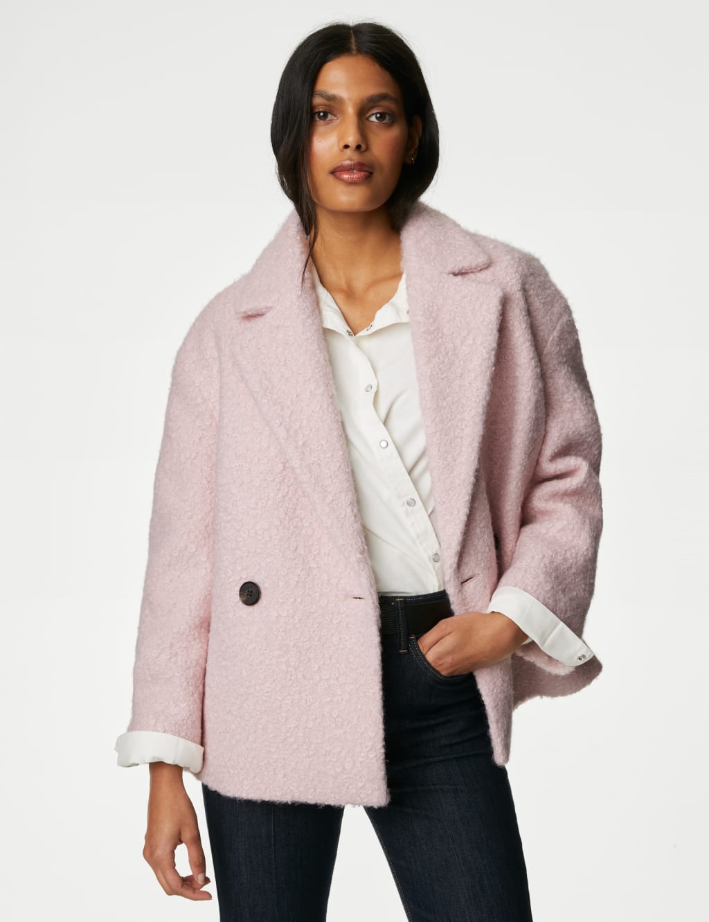 Pink plus size discount peacoat