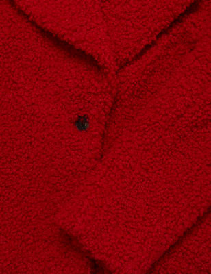 

M&S Collection Abrigo informal texturizado de botonadura simple de oso de pelucheWomens - Scarlet, Scarlet