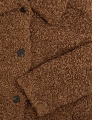

Womens M&S Collection Lang geschnittener Mantel fürs Auto mit Teddy-Fleece, Strukturmuster und Kragen - Praline, Praline