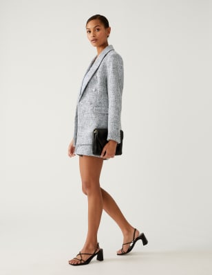 

Womens M&S Collection Zweireihiger Bouclé-Tweed-Blazer - Blue Mix, Blue Mix