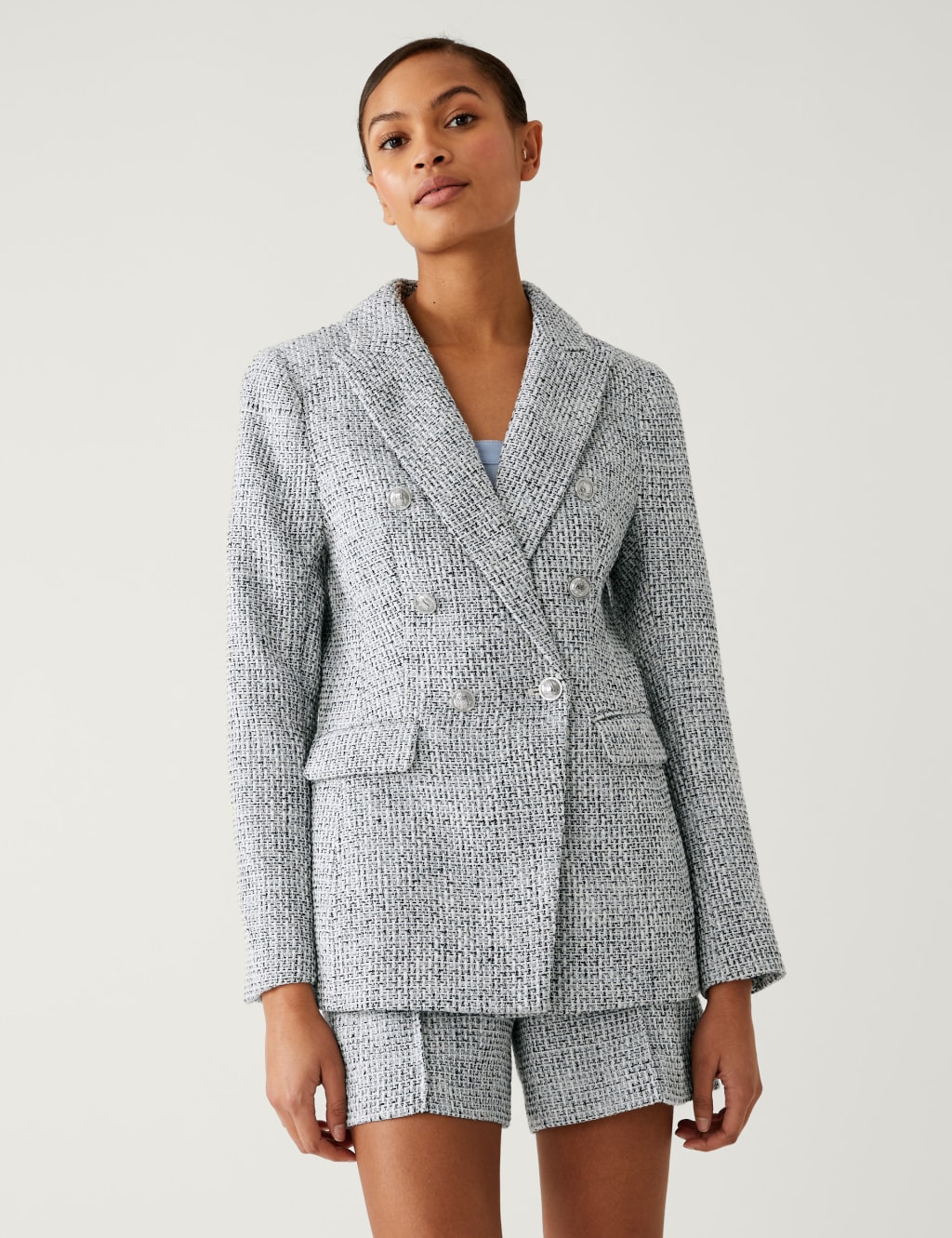 Boucle Tweed Double Breasted Blazer image 2