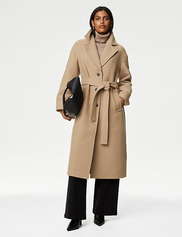 Belted Relaxed Coat with Wool - CA