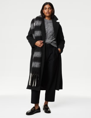 Belted Relaxed Coat with Wool M S SG