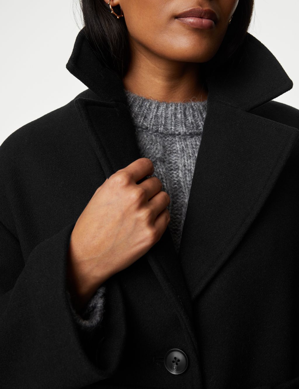 Belted Relaxed Coat with Wool image 3