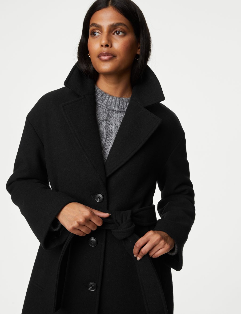 Belted Relaxed Coat with Wool image 4
