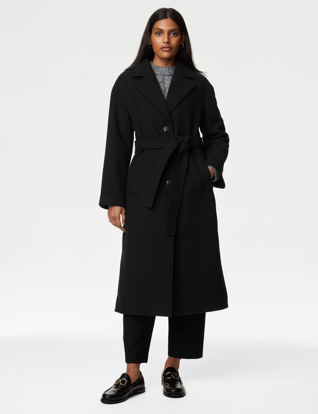 Belted Relaxed Coat with Wool image 5