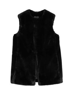 

Womens M&S Collection Faux Fur Collarless Gilet - Black, Black