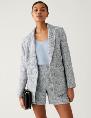 

M&S Collection Pantalón corto de tweed de cintura altaWomens - Blue Mix, Blue Mix