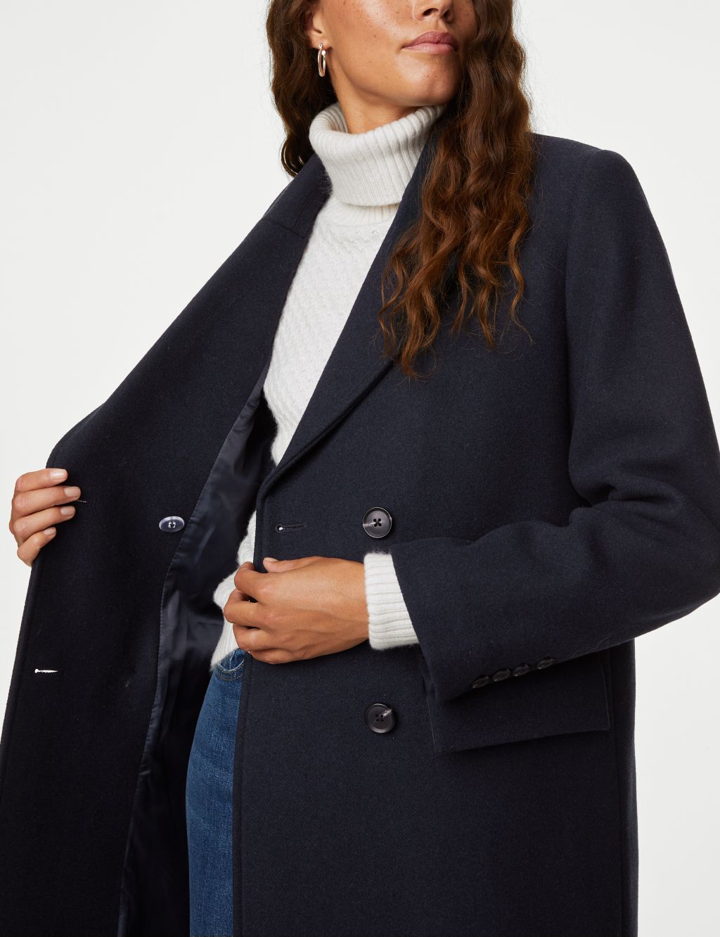 Double Breasted Longline Coat with Wool image 4