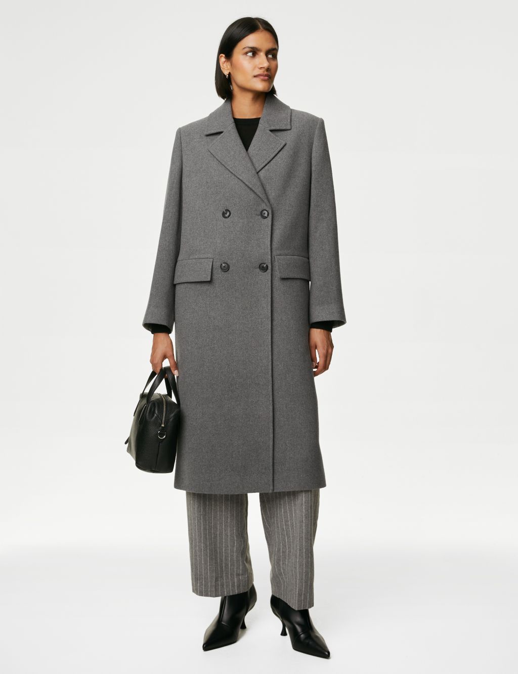 Double Breasted Longline Coat with Wool image 5