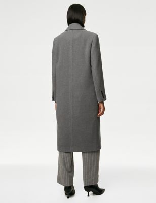 Double Breasted Longline Coat with Wool