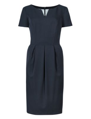 V-Neck Pleated Shift Dress | M&S Collection | M&S